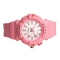 Promotional Pink Plastic Watch One Year Warranty With Silicone Band